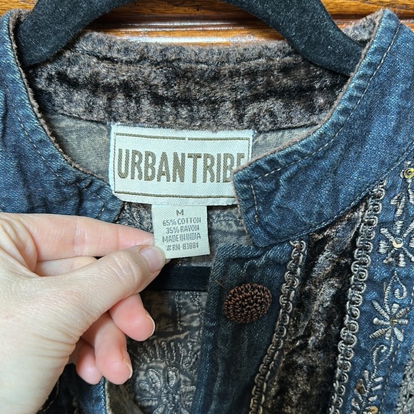 Urban Tribe Denim and Velvet Jacket - Picture 5 of 6